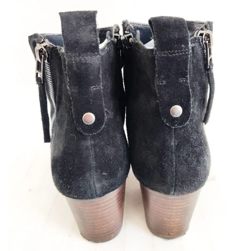 Sole Society Suede Black Ankle Boots Bootie Side Zip Size 9.5‎ Womens Preppy